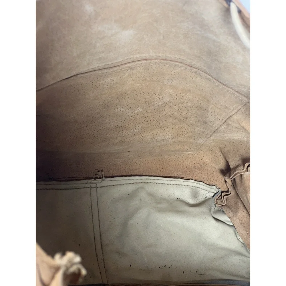 VINTAGE 70'S BOHO RUCKSACK CAMEL BROWN LEATHER BACKPACK UNBRANDED‎